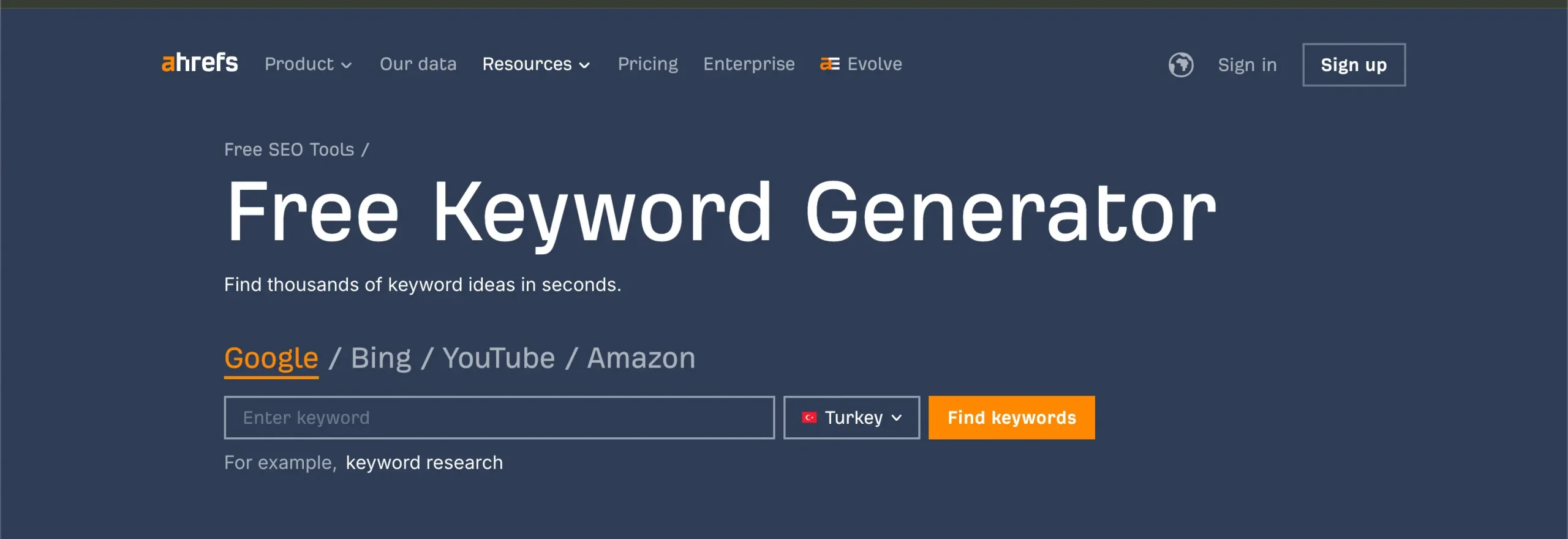 ahrefs anahtar kelime araştırması