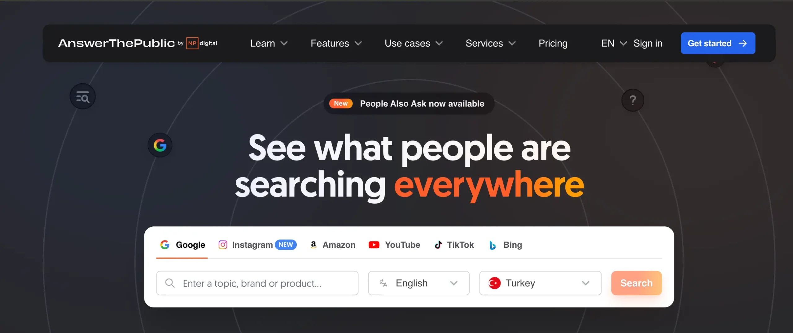 keyword research on answer the public