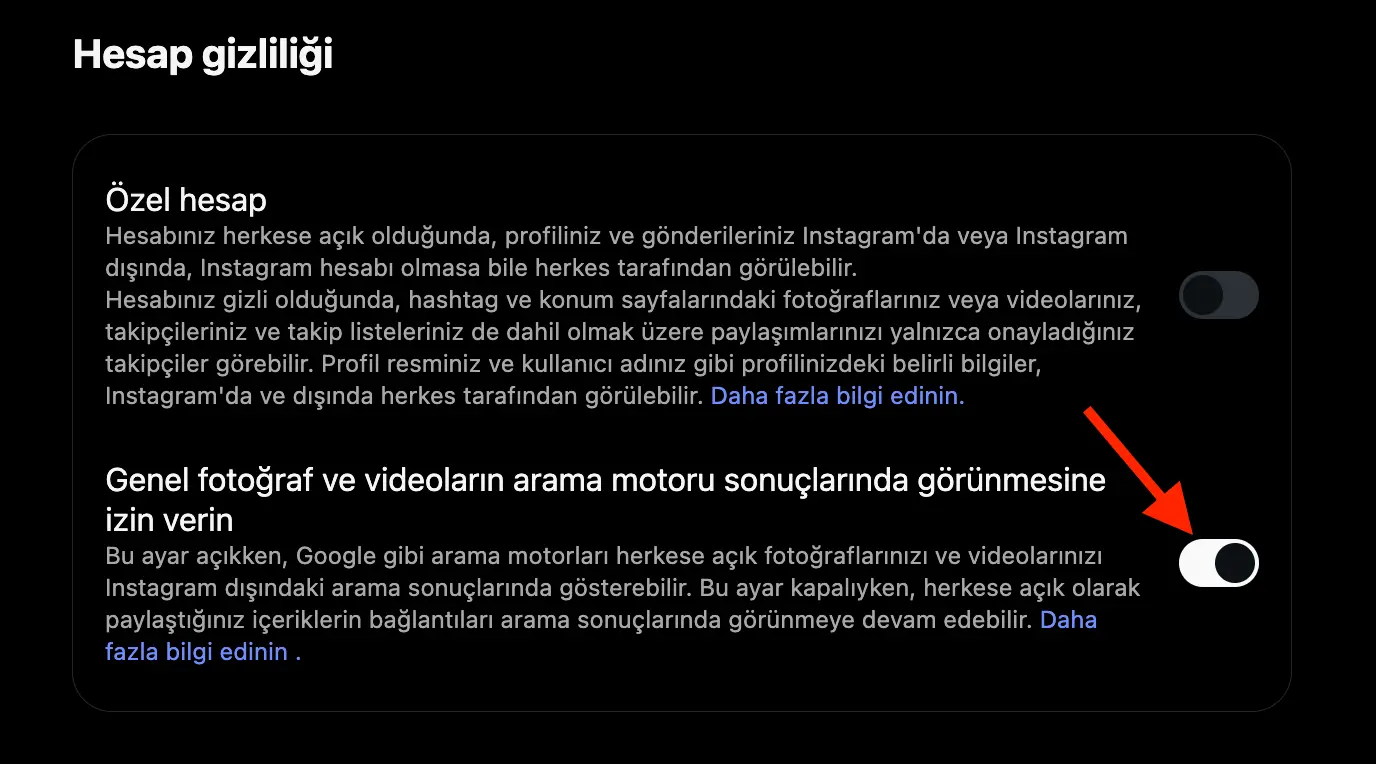 instagram ayarlar açma 